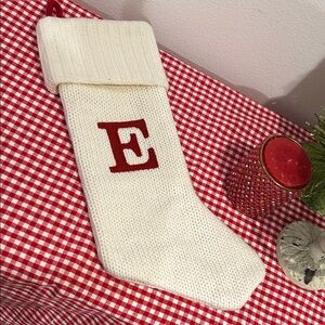 Wondershop White and Red Knit Stocking, Monogram "E"
